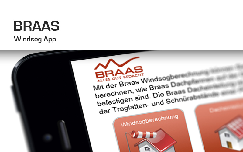 BRAAS Windsog- und Dacheinteilungs-App | sturm@drang GmbH | Lucky You!